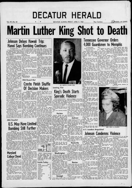Martin Luther King Shot to Death
